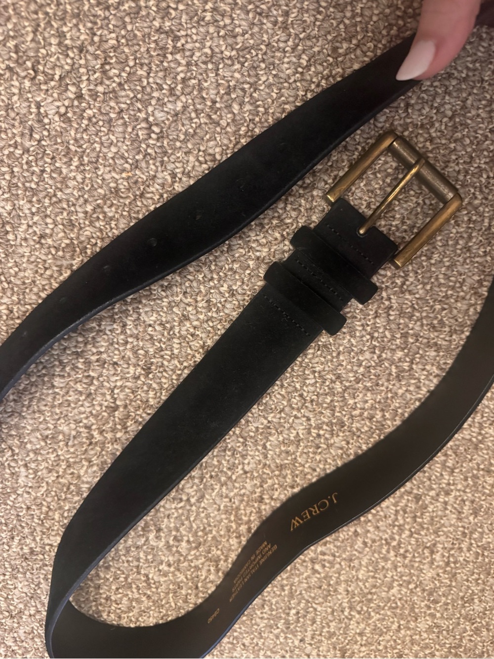 J. Crew Black Leather Belt with Brass-Tone Buckle